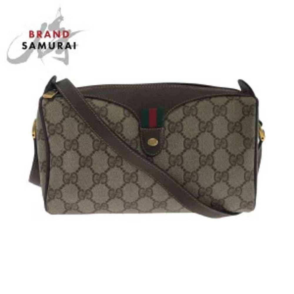Gucci Sherry Beige Brown GG Supreme Canvas Shoulder Bag Pouch